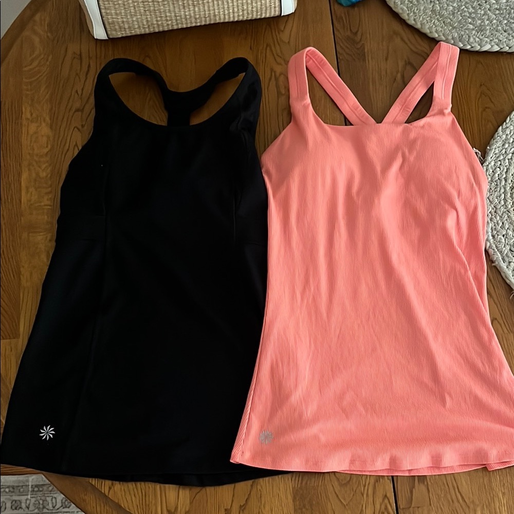 Women's Black and Pink Athleta Tank Tops